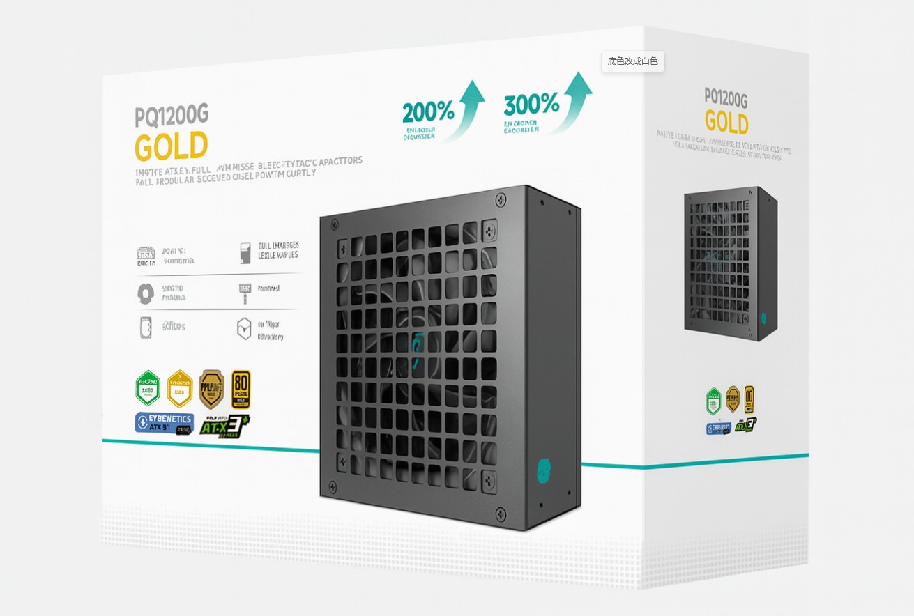 DeepCool PQ1200G 1200W Fully Modular ATX12V V3.1 Power Supply 80+ Gold Certified with 120mm FDB Fan & Japanese Capacitors