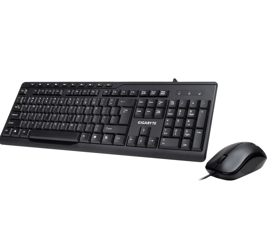Gigabyte KM6300 USB Wired Keyboard & Mouse Combo with 10 Multimedia Keys and 1000 DPI Optical Mouse – Slim, Adjustable, Plug & Play