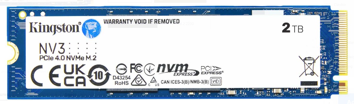 Kingston NV3 2TB PCIe 4.0 x4 NVMe M.2 2280 SSD – High-Speed 6000/5000 MB/s, 3D NAND, Reliable 5-Year Warranty