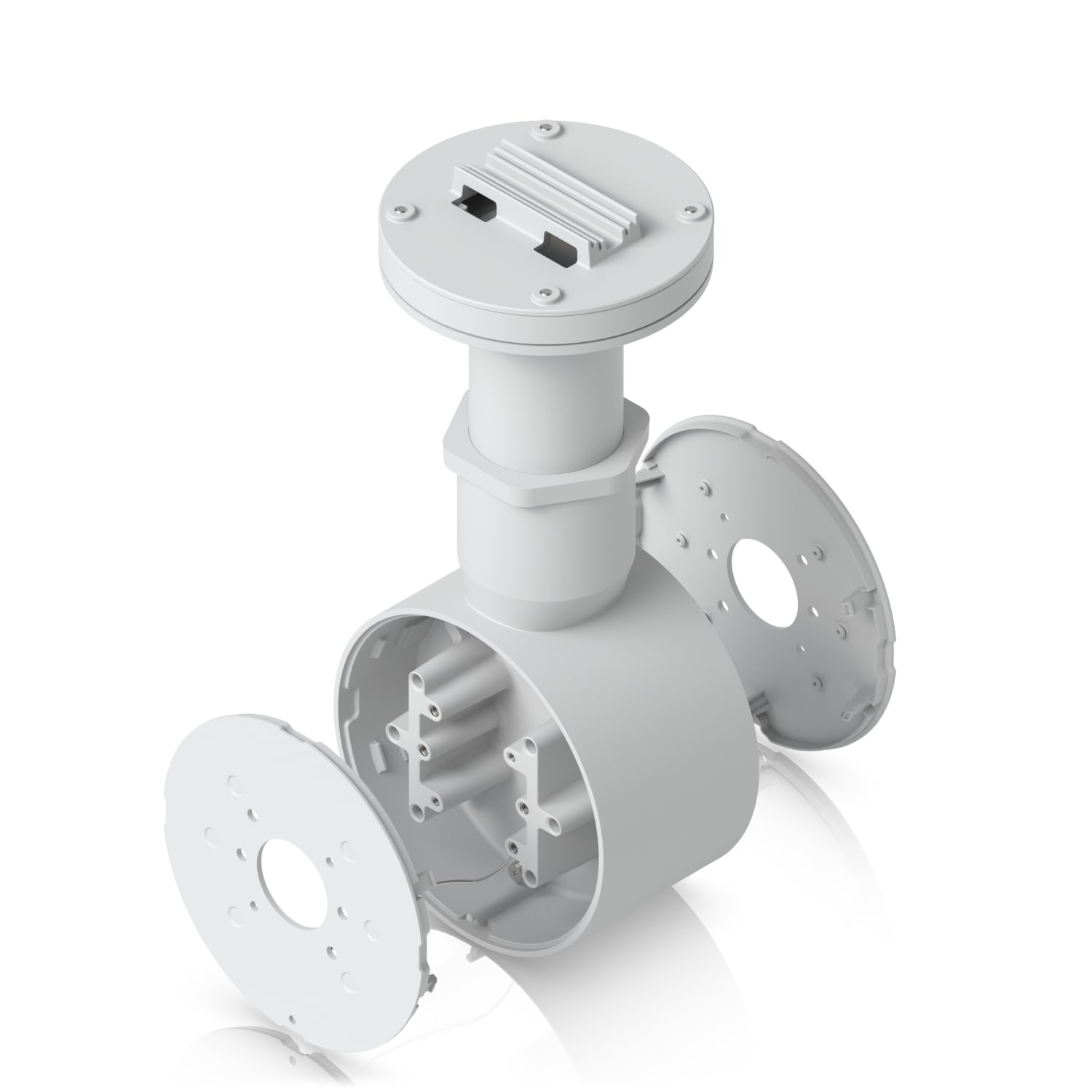 Ubiquiti UACC-Camera-DM White Tamper-Resistant Dual Mount for 2 UniFi Bullet/Dome/Turret Cameras with 1.5" NPS Threaded Conduit, Surface/Pole/Pendant Installation